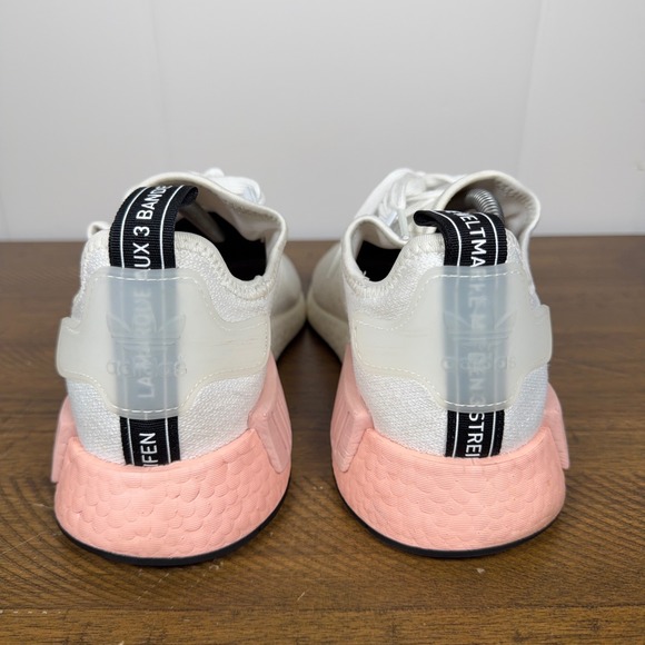Adidas NMD R1 Shoes Mens 9 White Pink Low Top Athletic Running Sneakers Casual - Picture 4 of 10